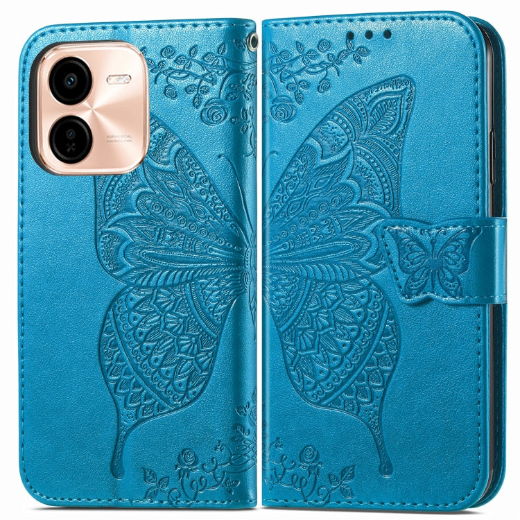 For vivo Y37 Pro Butterfly Love Flower Embossed Leather Phone Case