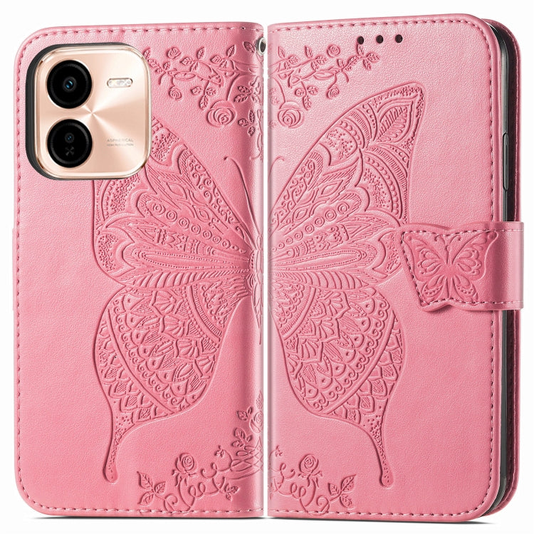 For vivo Y37 Pro Butterfly Love Flower Embossed Leather Phone Case