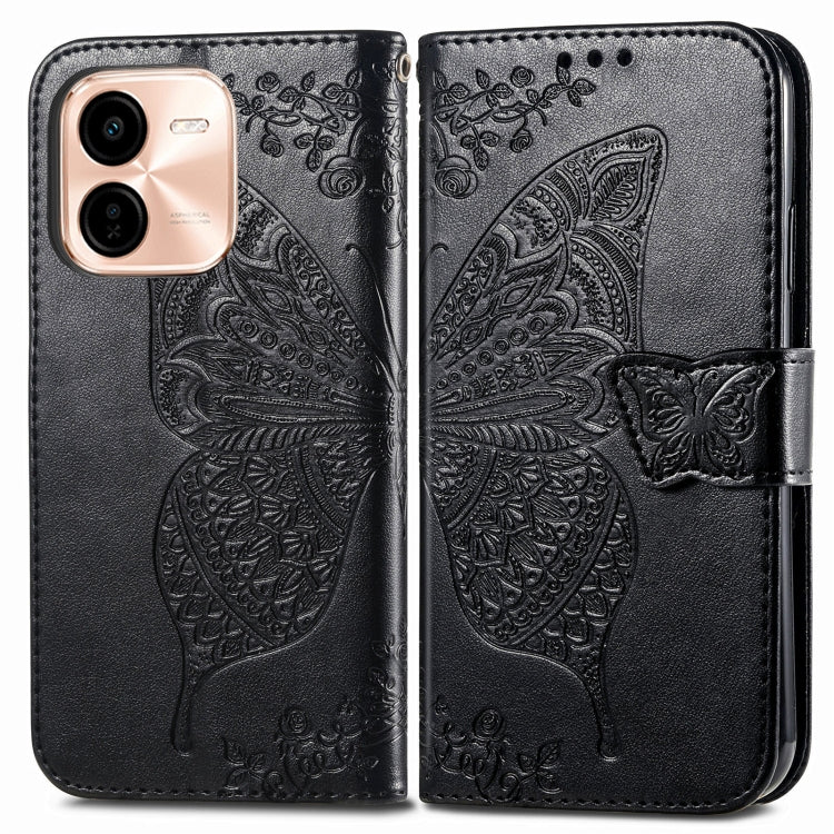 For vivo Y37 Pro Butterfly Love Flower Embossed Leather Phone Case