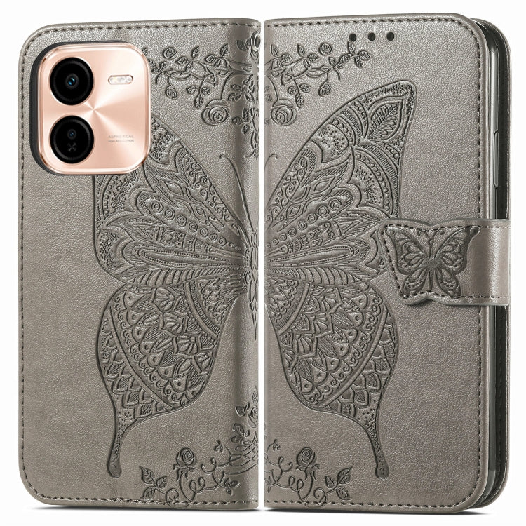 For vivo Y37 Pro Butterfly Love Flower Embossed Leather Phone Case