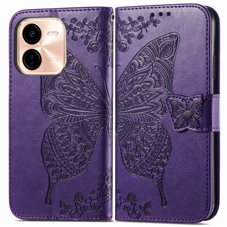 For vivo Y37 Pro Butterfly Love Flower Embossed Leather Phone Case