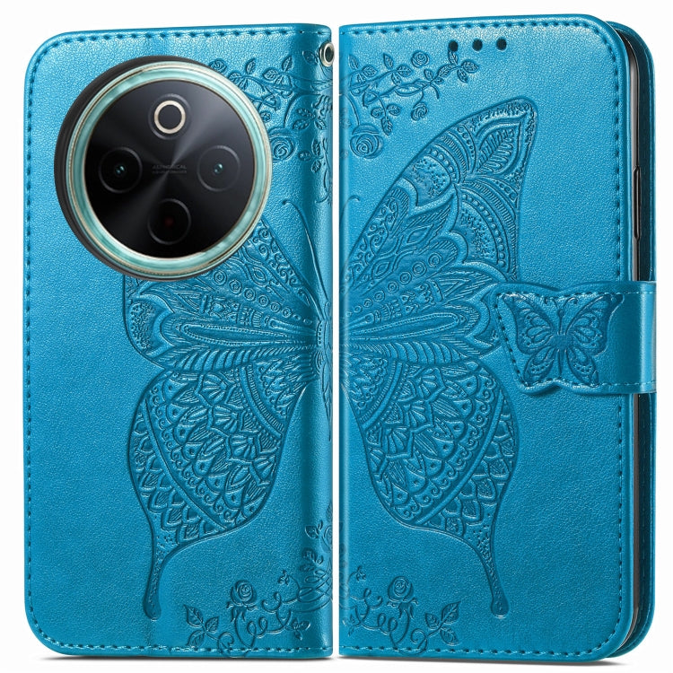 For vivo Y300 Pro Butterfly Love Flower Embossed Leather Phone Case