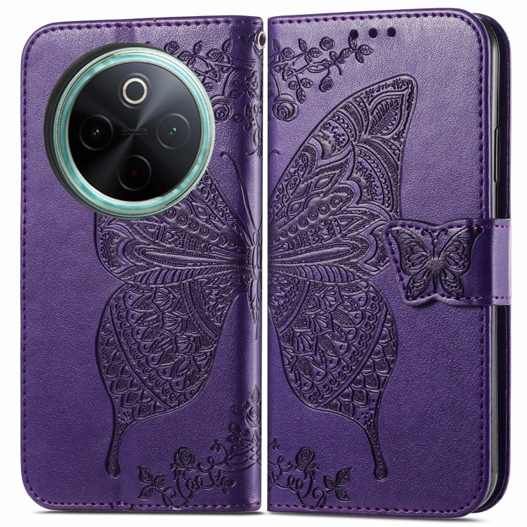 For vivo Y300 Pro Butterfly Love Flower Embossed Leather Phone Case