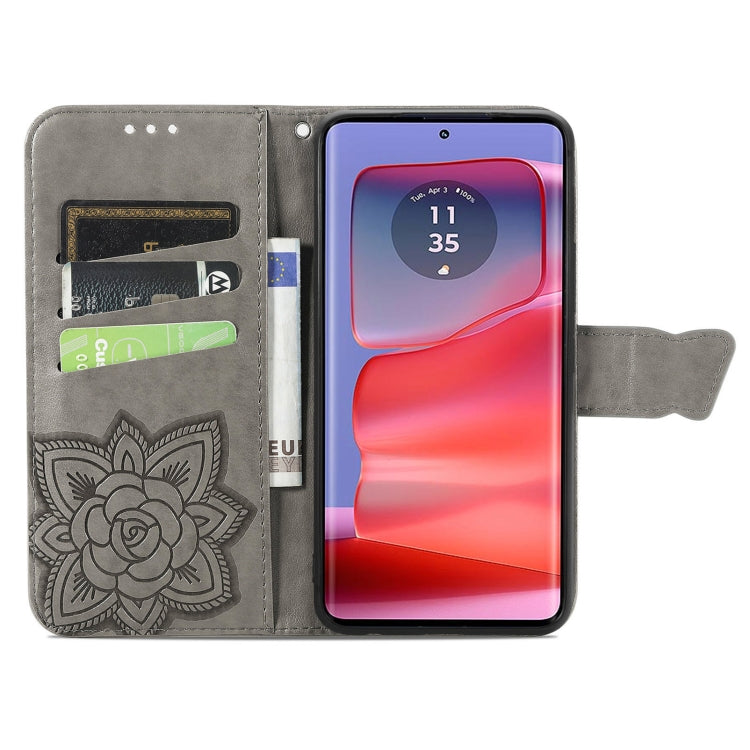For Motorola Moto Edge 50 Fusion Butterfly Love Flower Embossed Leather Phone Case