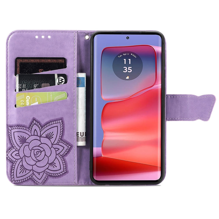 For Motorola Moto Edge 50 Fusion Butterfly Love Flower Embossed Leather Phone Case