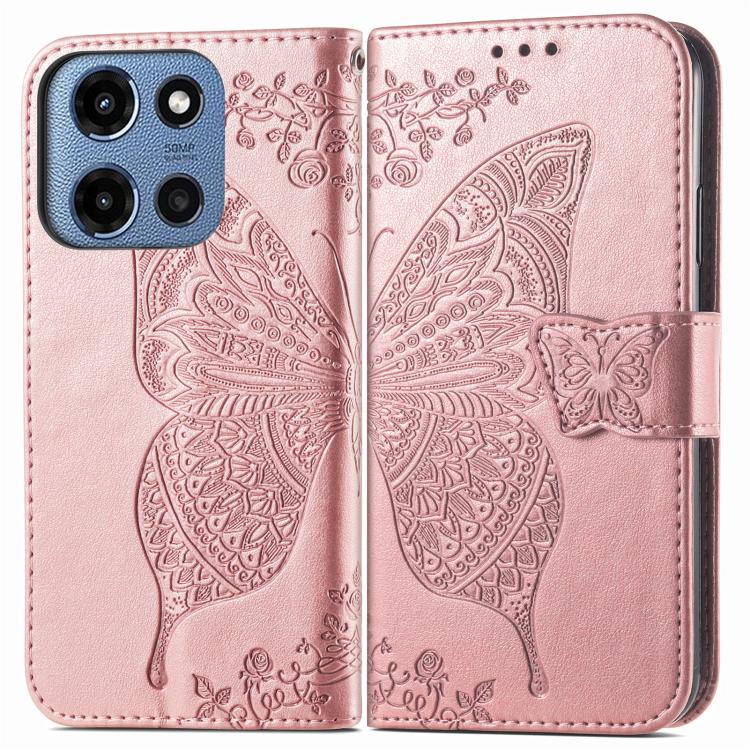 For Motorola Moto G 2025 Butterfly Love Flower Embossed Leather Phone Case