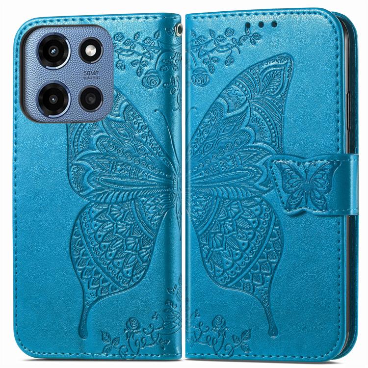 For Motorola Moto G 2025 Butterfly Love Flower Embossed Leather Phone Case
