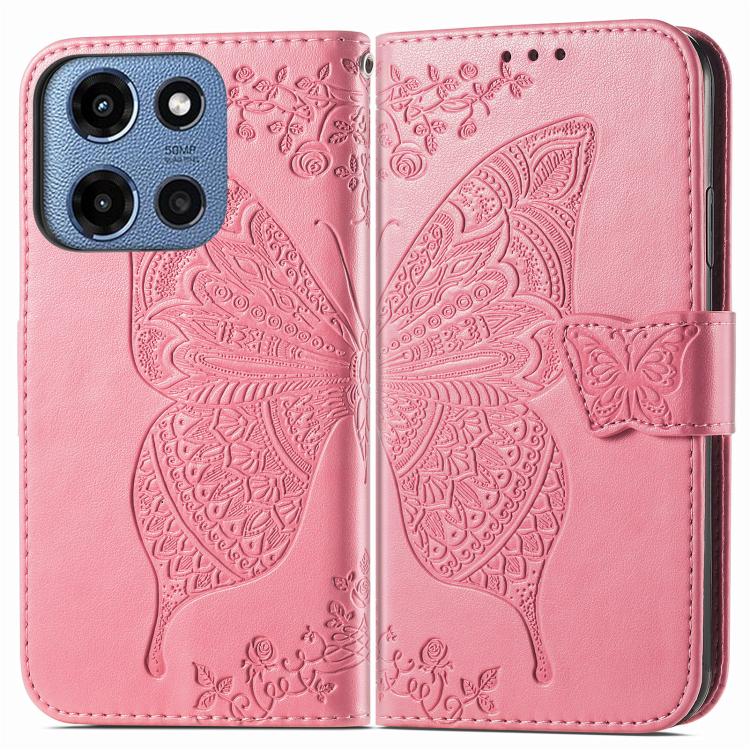 For Motorola Moto G 2025 Butterfly Love Flower Embossed Leather Phone Case