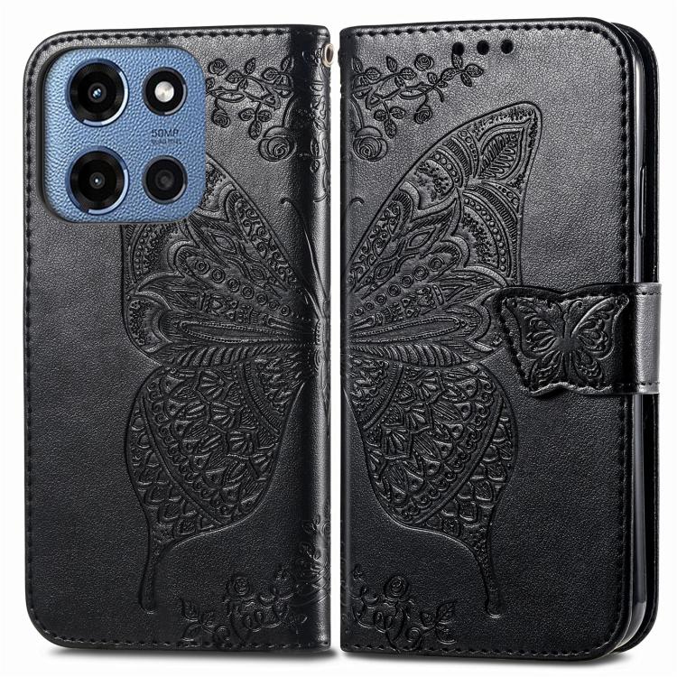 For Motorola Moto G 2025 Butterfly Love Flower Embossed Leather Phone Case