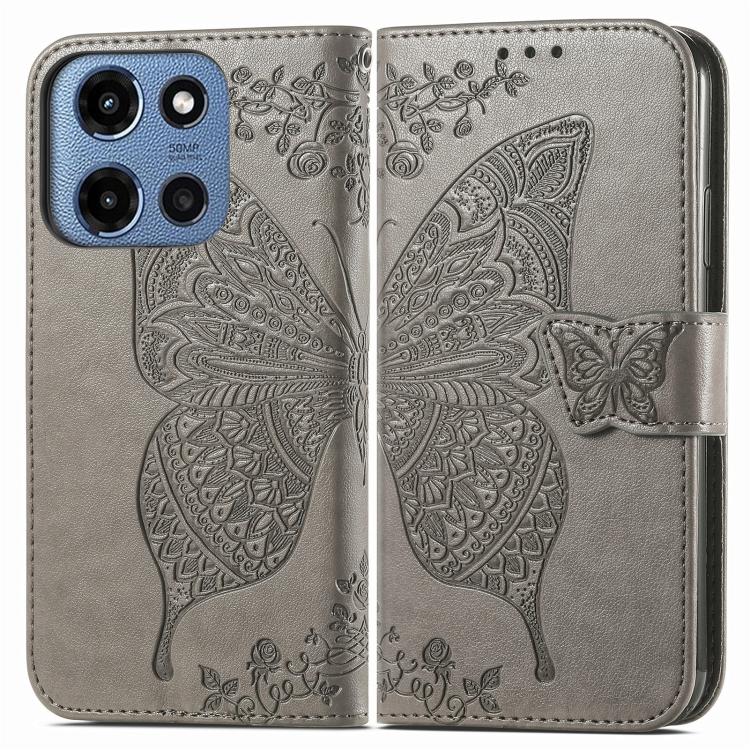 For Motorola Moto G 2025 Butterfly Love Flower Embossed Leather Phone Case
