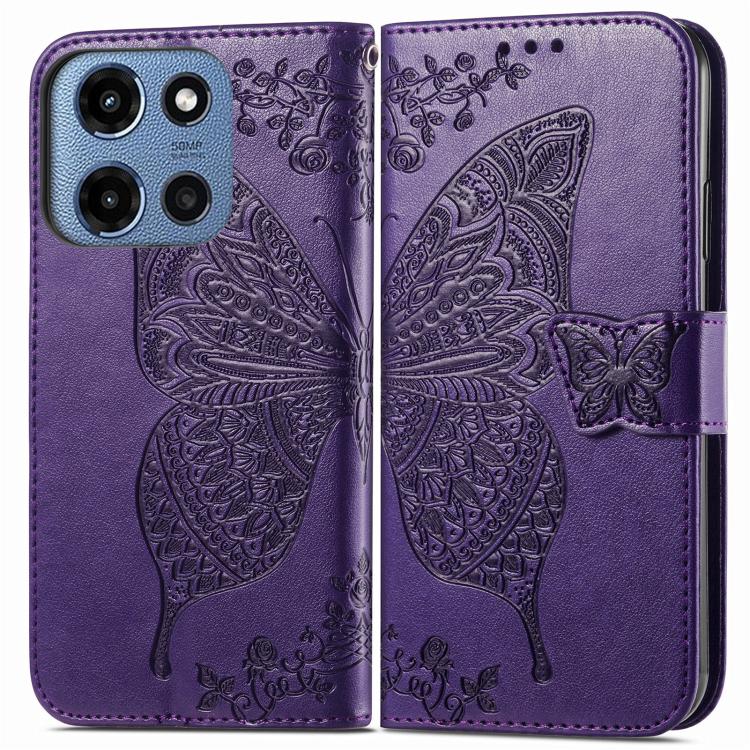 For Motorola Moto G 2025 Butterfly Love Flower Embossed Leather Phone Case