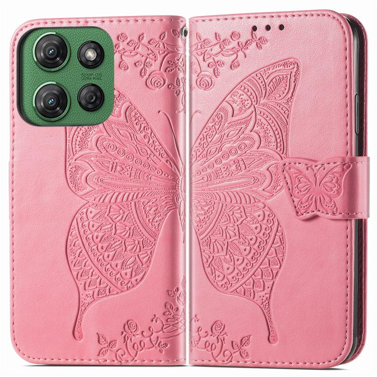 For Motorola Moto G Power 2025 Butterfly Love Flower Embossed Leather Phone Case