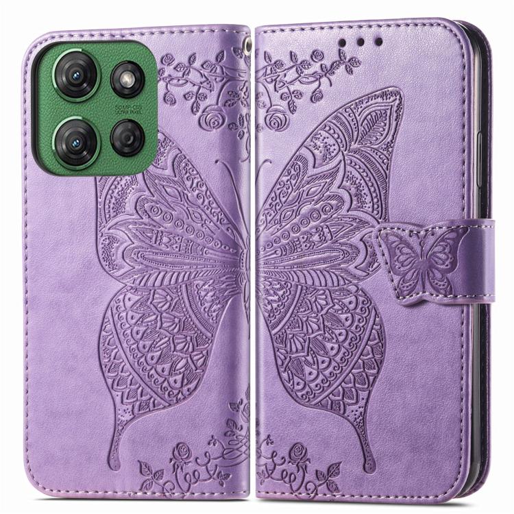 For Motorola Moto G Power 2025 Butterfly Love Flower Embossed Leather Phone Case
