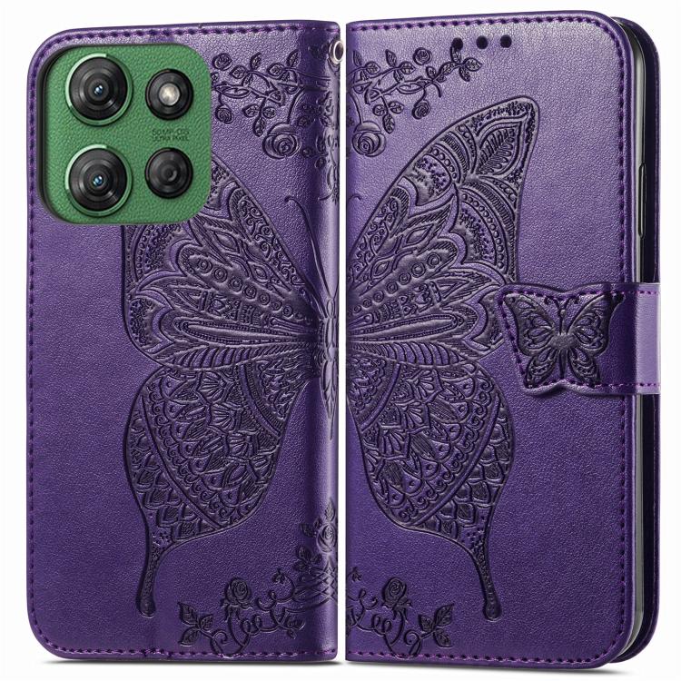 For Motorola Moto G Power 2025 Butterfly Love Flower Embossed Leather Phone Case
