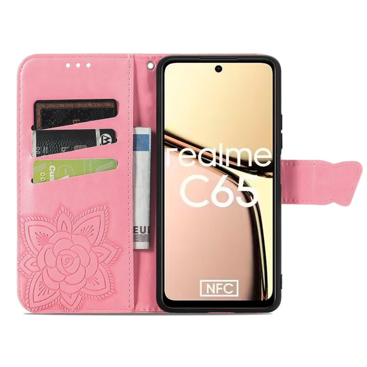 For Realme C65 Butterfly Love Flower Embossed Leather Phone Case