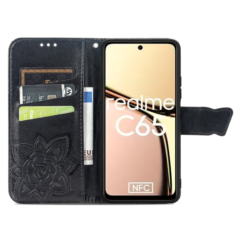 For Realme C65 Butterfly Love Flower Embossed Leather Phone Case