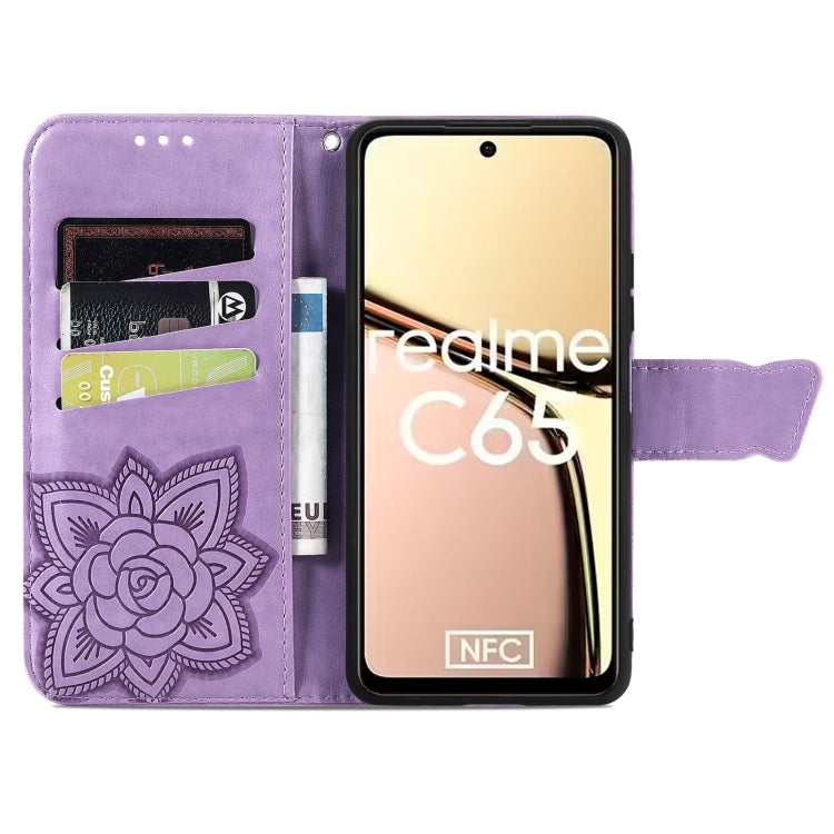 For Realme C65 Butterfly Love Flower Embossed Leather Phone Case