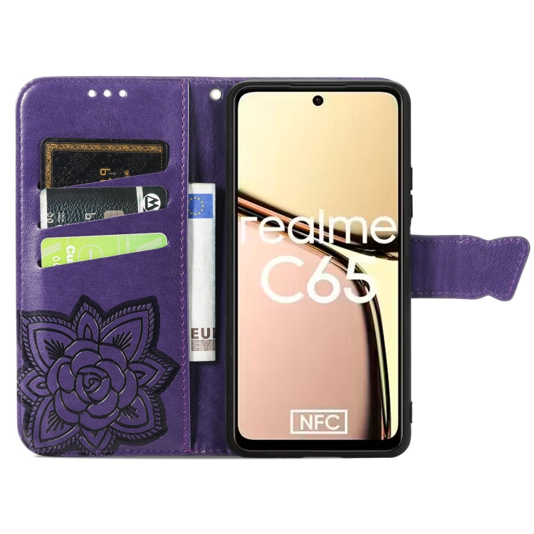 For Realme C65 Butterfly Love Flower Embossed Leather Phone Case