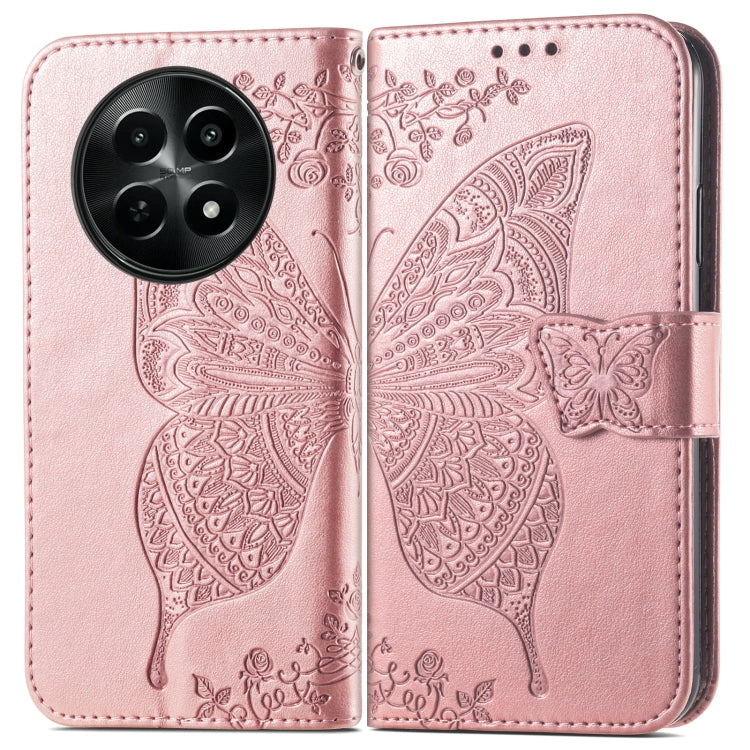 For Realme 12 Butterfly Love Flower Embossed Leather Phone Case