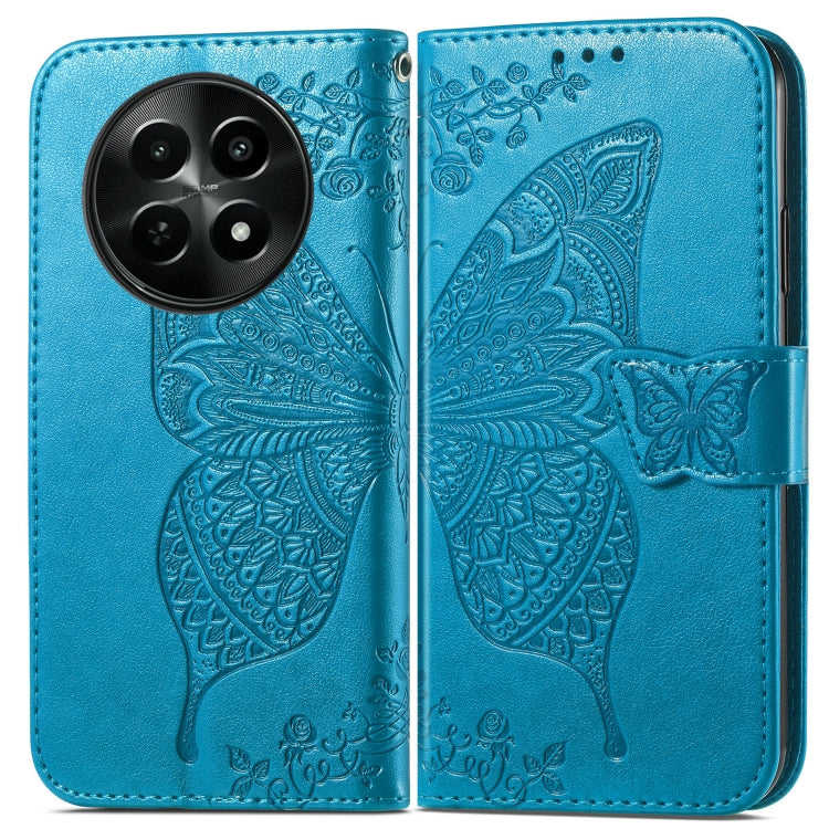 For Realme 12 Butterfly Love Flower Embossed Leather Phone Case