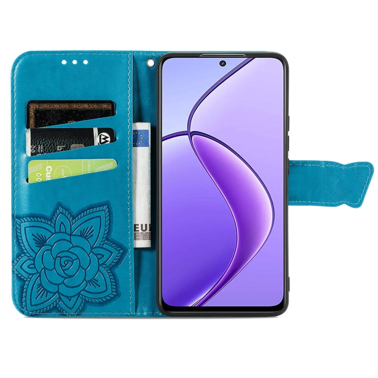 For Realme 12 Butterfly Love Flower Embossed Leather Phone Case