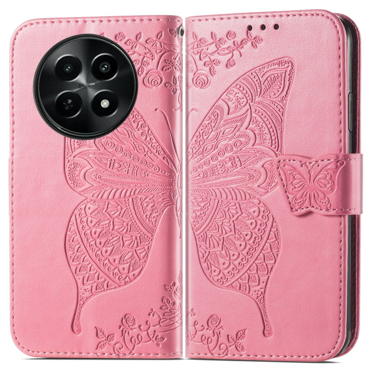 For Realme 12 Butterfly Love Flower Embossed Leather Phone Case