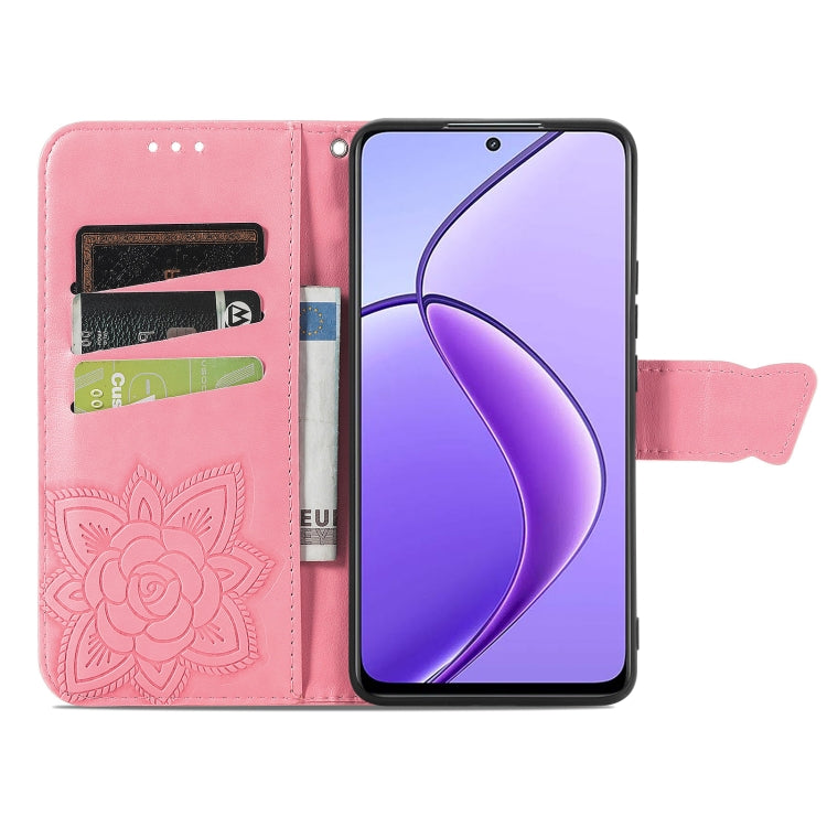 For Realme 12 Butterfly Love Flower Embossed Leather Phone Case