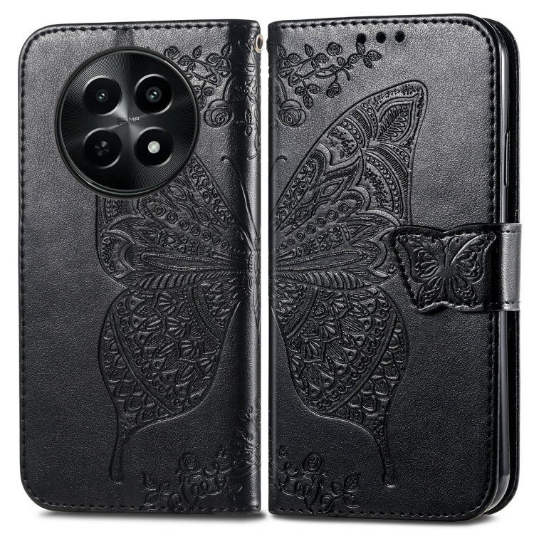 For Realme 12 Butterfly Love Flower Embossed Leather Phone Case