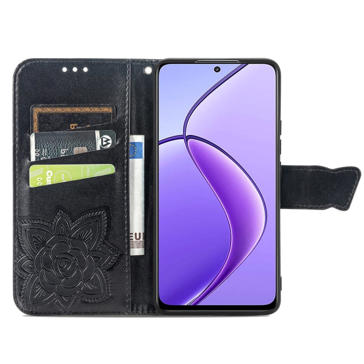 For Realme 12 Butterfly Love Flower Embossed Leather Phone Case