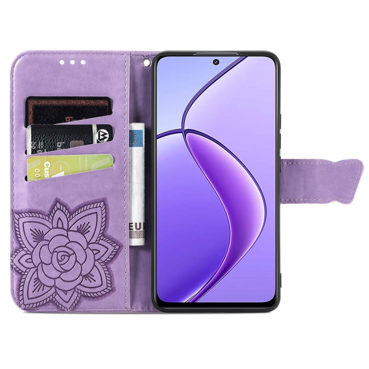 For Realme 12 Butterfly Love Flower Embossed Leather Phone Case