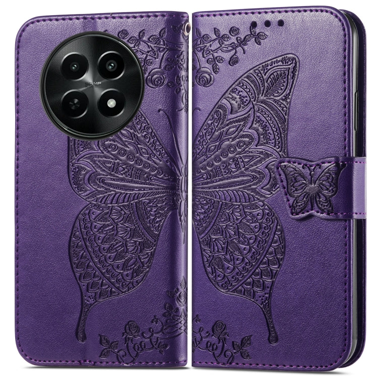 For Realme 12 Butterfly Love Flower Embossed Leather Phone Case