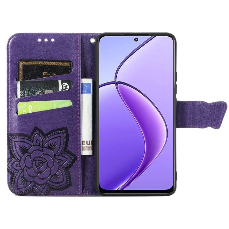 For Realme 12 Butterfly Love Flower Embossed Leather Phone Case