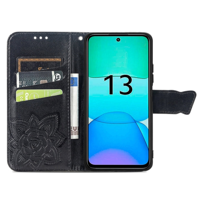 For Xiaomi Redmi 13 4G Butterfly Love Flower Embossed Leather Phone Case