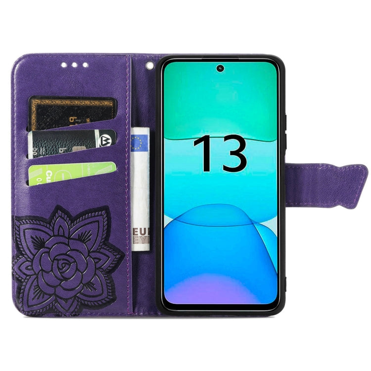 For Xiaomi Redmi 13 4G Butterfly Love Flower Embossed Leather Phone Case