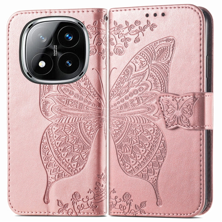 For Xiaomi Redmi Note 14 Pro 5G Butterfly Love Flower Embossed Leather Phone Case
