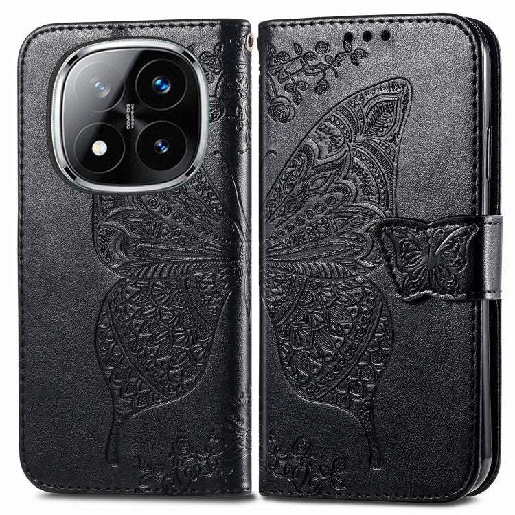 For Xiaomi Redmi Note 14 Pro 5G Butterfly Love Flower Embossed Leather Phone Case