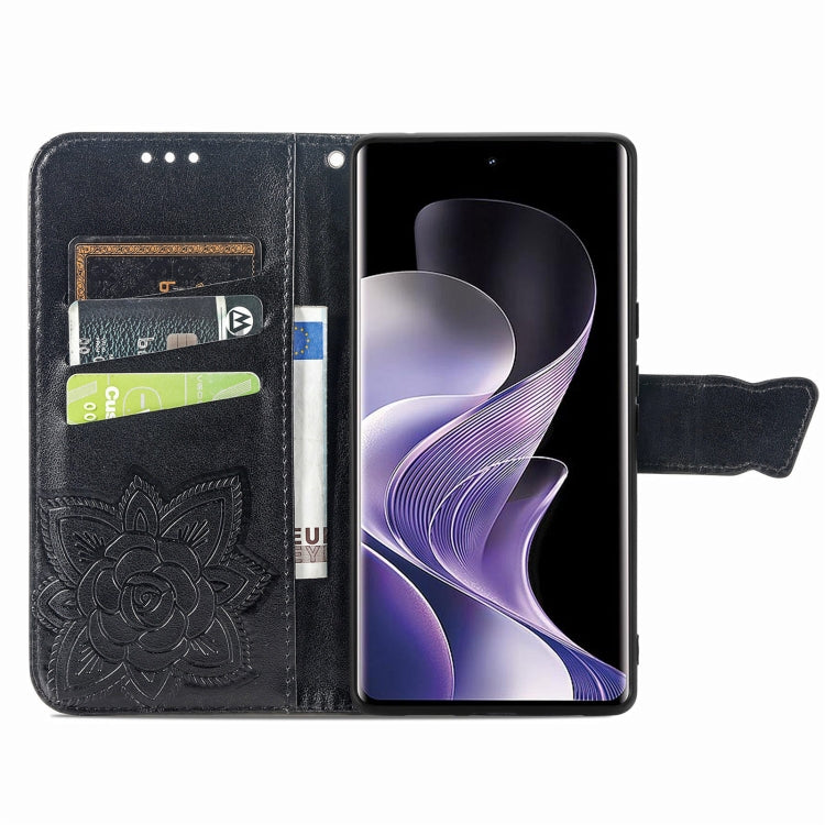 For Xiaomi Redmi Note 14 Pro 5G Butterfly Love Flower Embossed Leather Phone Case