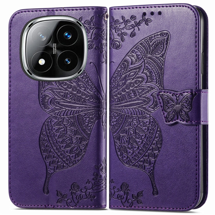 For Xiaomi Redmi Note 14 Pro 5G Butterfly Love Flower Embossed Leather Phone Case