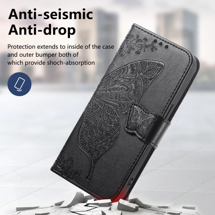 For Xiaomi Poco M7 4G 169mm Butterfly Love Flower Embossed Leather Phone Case
