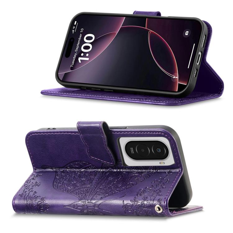 For Xiaomi Poco M7 4G 169mm Butterfly Love Flower Embossed Leather Phone Case