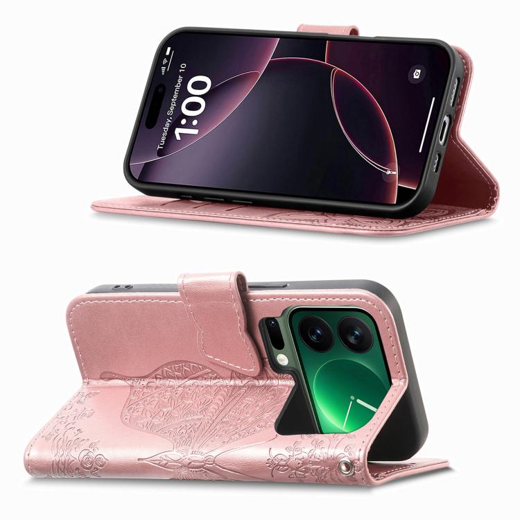 For Xiaomi 17 Pro Max Butterfly Love Flower Embossed Leather Phone Case