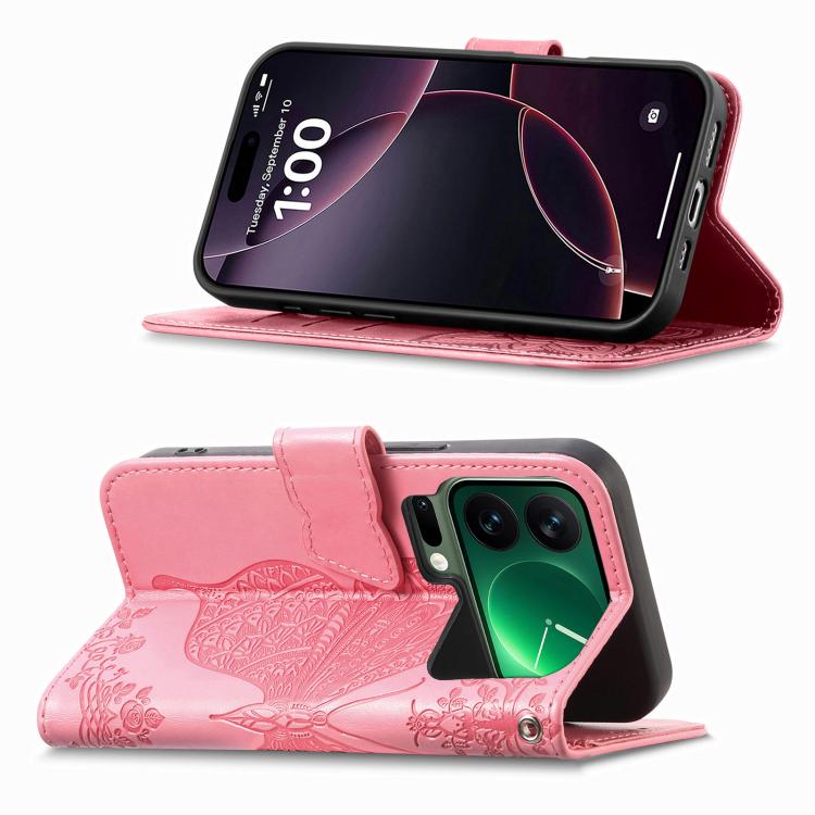 For Xiaomi 17 Pro Max Butterfly Love Flower Embossed Leather Phone Case