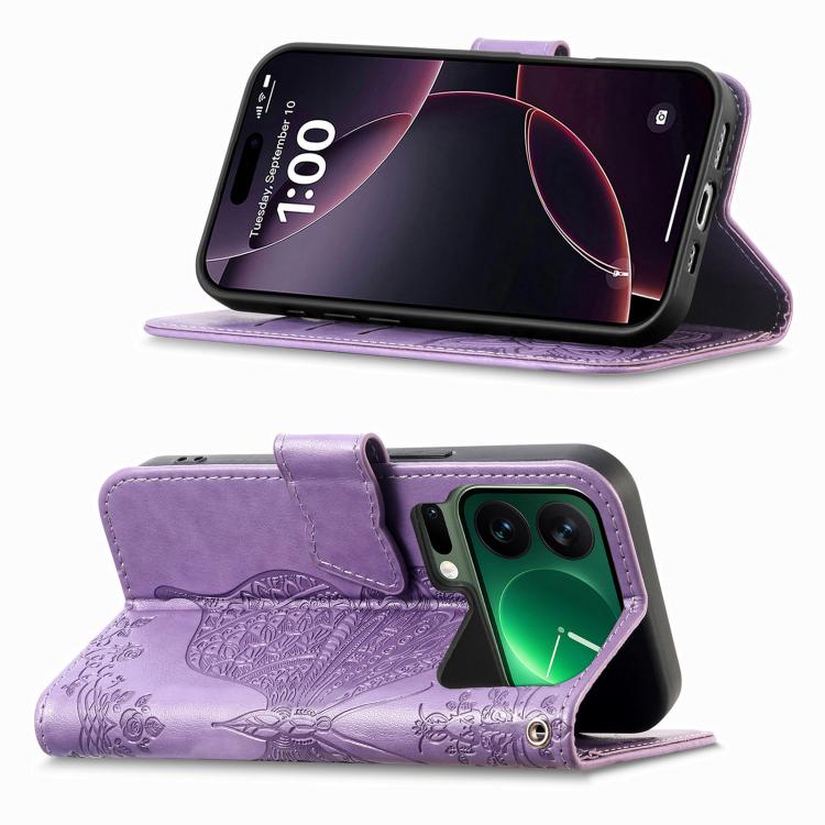 For Xiaomi 17 Pro Max Butterfly Love Flower Embossed Leather Phone Case