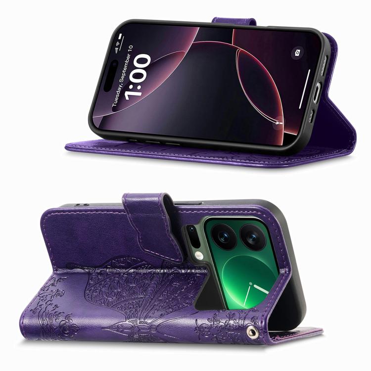 For Xiaomi 17 Pro Max Butterfly Love Flower Embossed Leather Phone Case