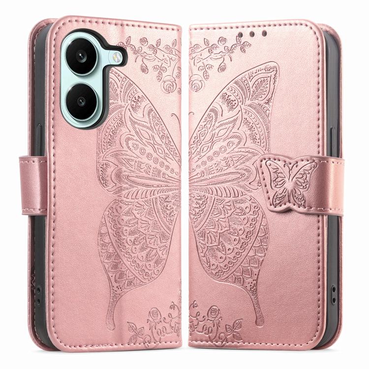 For Redmi Turbo 5 5G Butterfly Love Flower Embossed Leather Phone Case