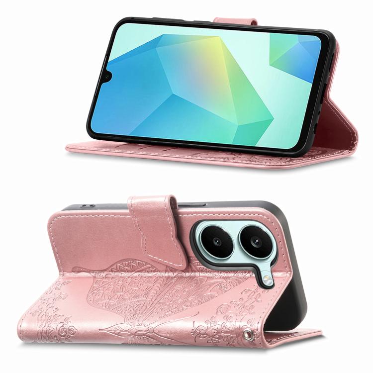 For Redmi Turbo 5 5G Butterfly Love Flower Embossed Leather Phone Case