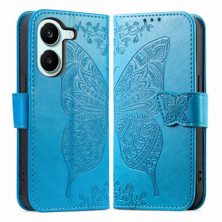 For Redmi Turbo 5 5G Butterfly Love Flower Embossed Leather Phone Case