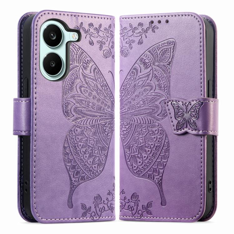 For Redmi Turbo 5 5G Butterfly Love Flower Embossed Leather Phone Case