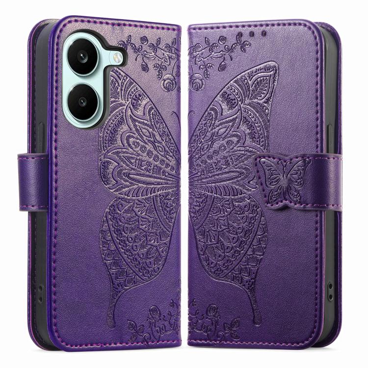 For Redmi Turbo 5 5G Butterfly Love Flower Embossed Leather Phone Case