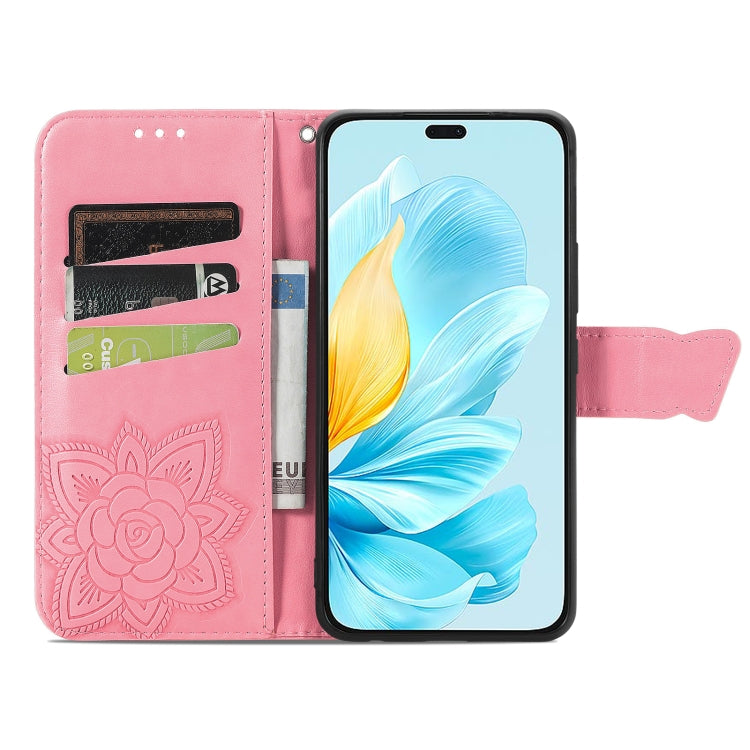 For Honor 200 Lite Global Butterfly Love Flower Embossed Leather Phone Case